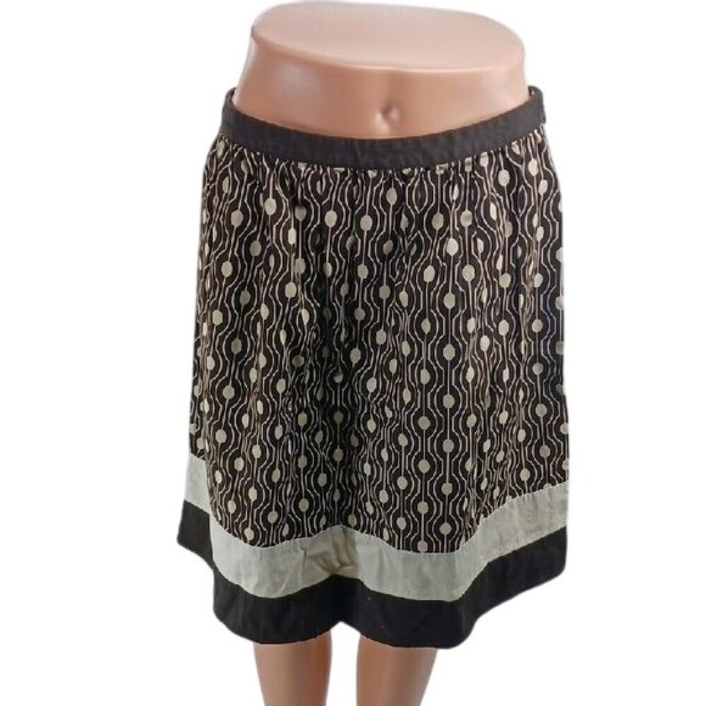 Talbots Womens A Line Skirt Geometric Print Knee Length Size 6 Brown